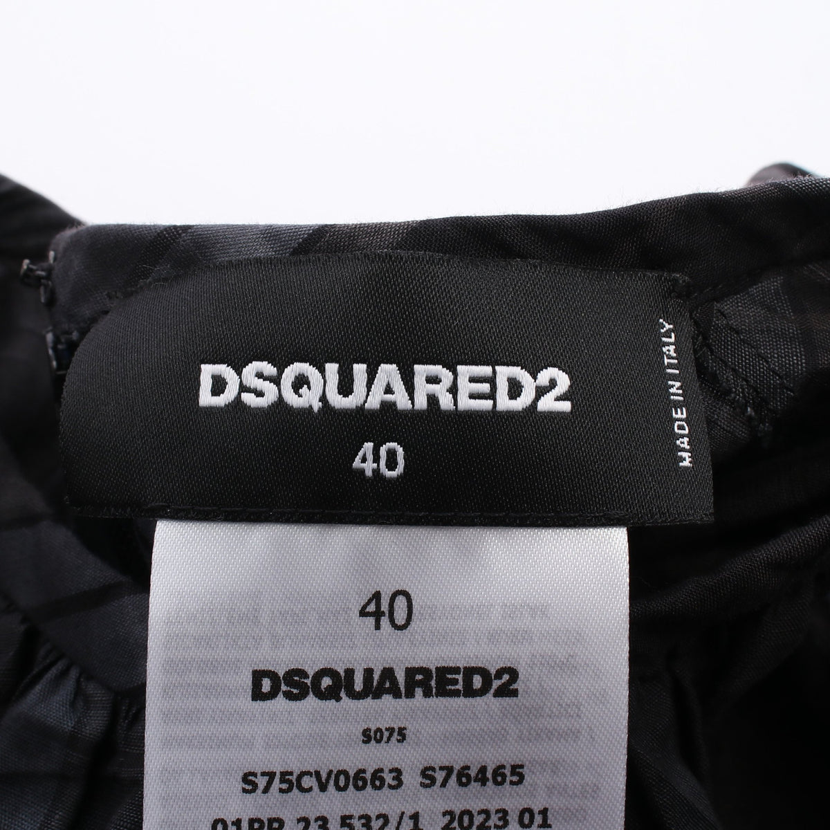 チェック柄 フリル ワンピース コットン ブラック グレー ディースクエアード ワンピース DSQUARED2