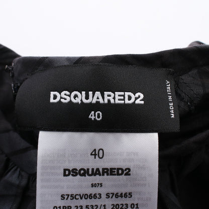 チェック柄 フリル ワンピース コットン ブラック グレー ディースクエアード ワンピース DSQUARED2