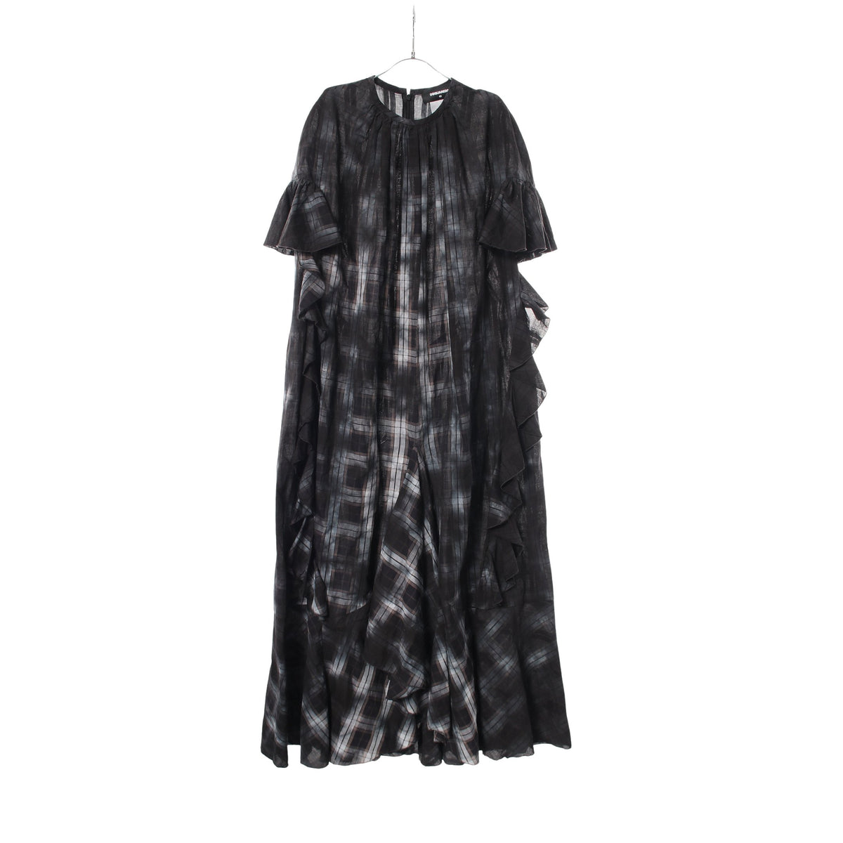 チェック柄 フリル ワンピース コットン ブラック グレー ディースクエアード ワンピース DSQUARED2