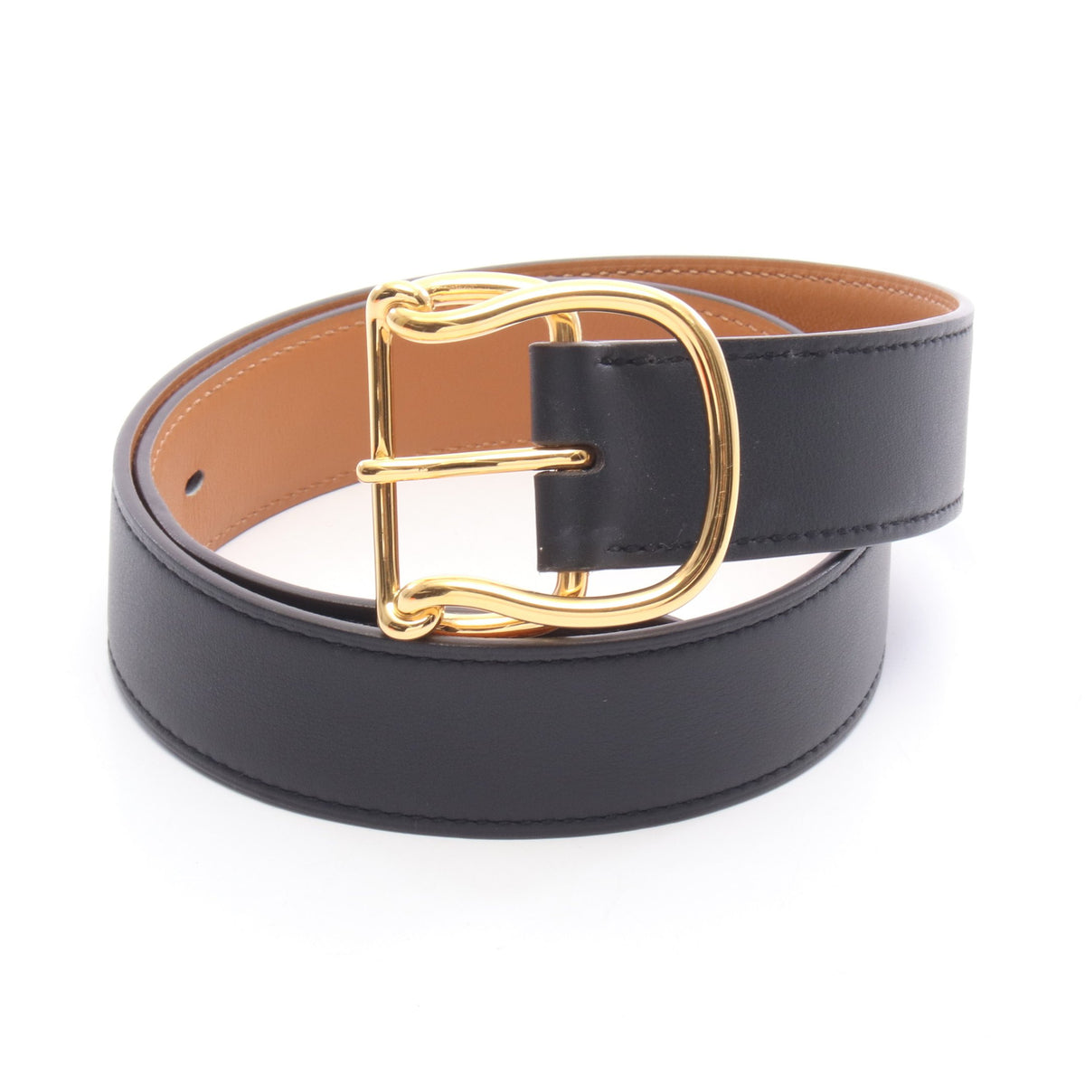 サルト32 ベルト レザー ブラック ゴールド金具 U刻印 エルメス
