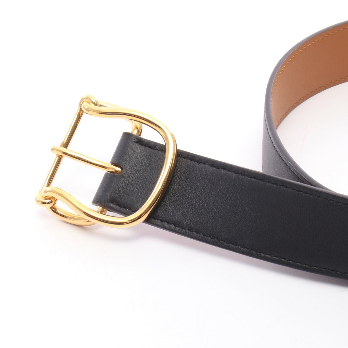 サルト32 ベルト レザー ブラック ゴールド金具 U刻印 エルメス