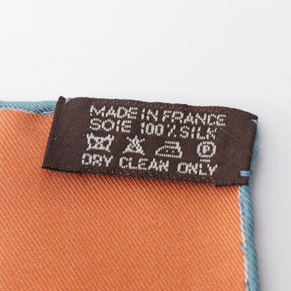 カレ90 COUPONS INDIENS スカーフ シルク ダークブラウン ブルー マルチカラー エルメス