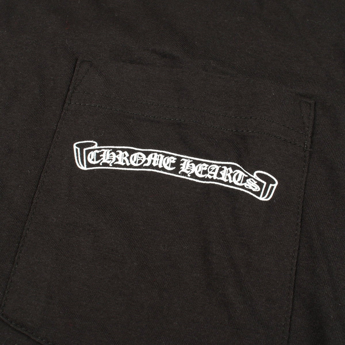 スクロールラベル ポケット付き 半袖Tシャツ コットン ブラック クロムハーツ