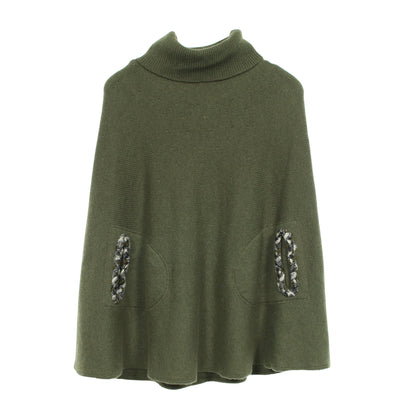 ハイネック ニット ポンチョ カシミヤ カーキグリーン シャネル