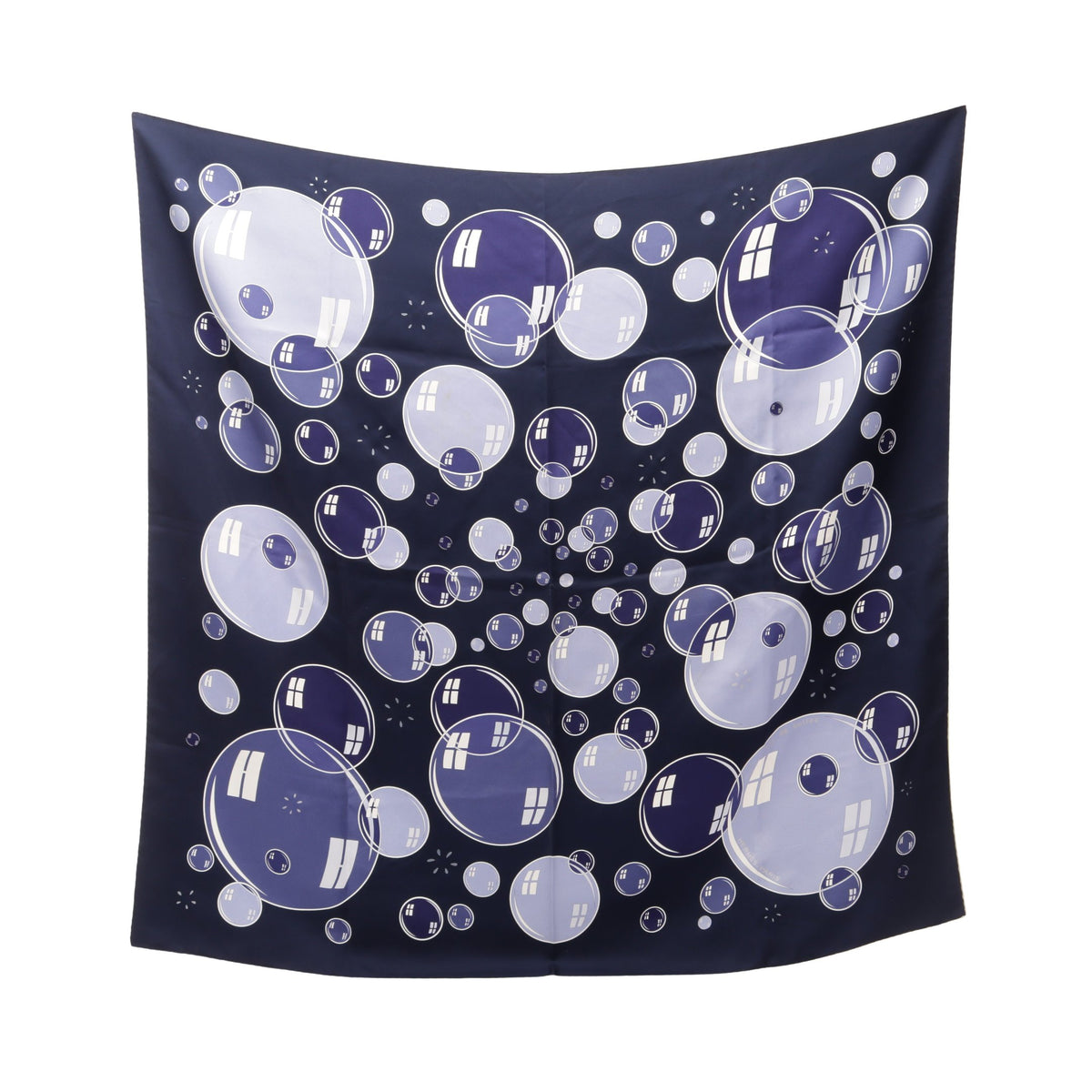カレ90 bal de bulles スカーフ シルク ネイビー ブルー エルメス