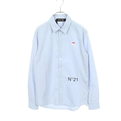 N°21 × FILA ロゴ刺繍 長袖 シャツ コットン ナイロン ライトブルー ヌメロヴェントゥーノ