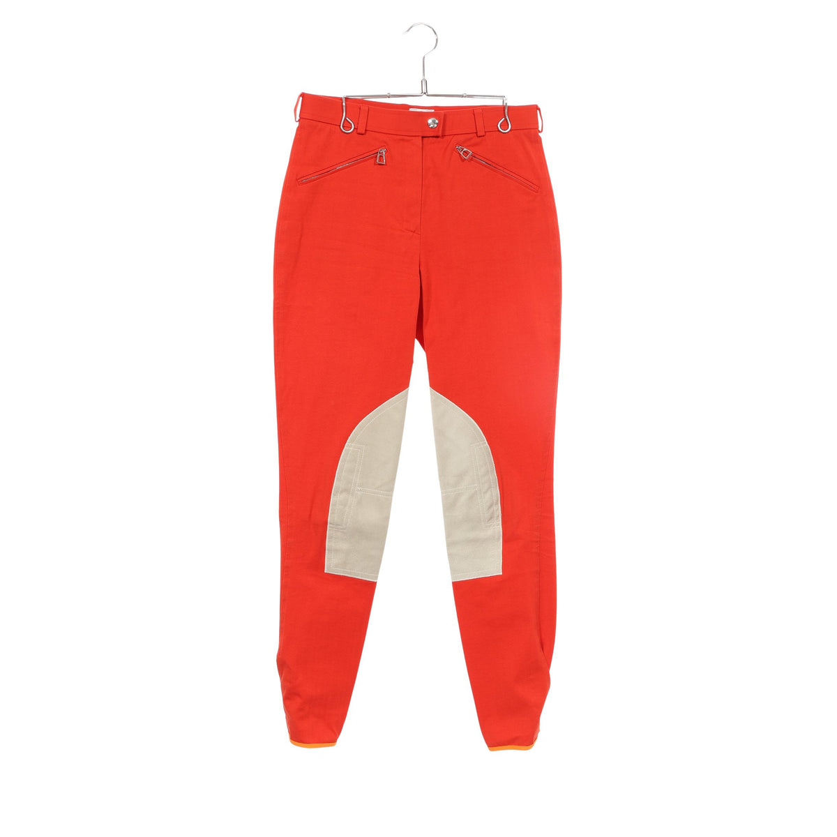 セリエボタン スエードパッチ ジョッキー パンツ コットン レッド エルメス ボトムス HERMES