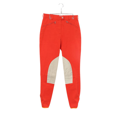 セリエボタン スエードパッチ ジョッキー パンツ コットン レッド エルメス ボトムス HERMES