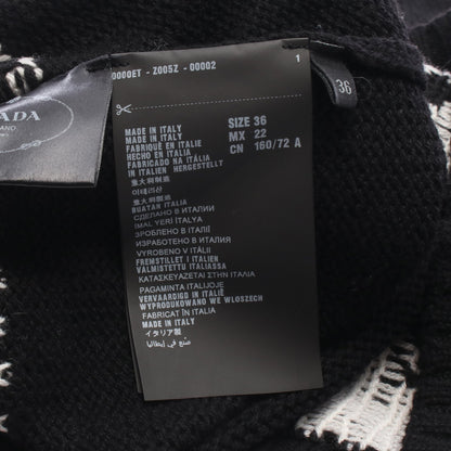 Vネック ニット カシミヤ ブラック ホワイト プラダ