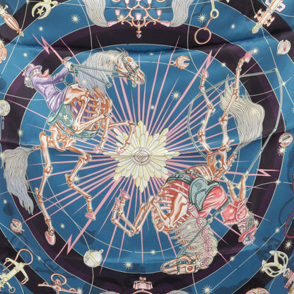カレ70 CHORUS STELLARUM スカーフ シルク ブルー ピンク マルチカラー エルメス