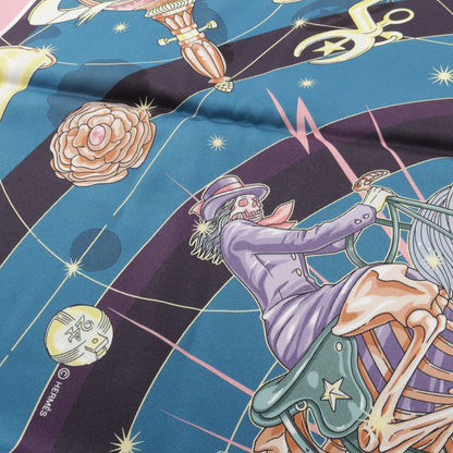 カレ70 CHORUS STELLARUM スカーフ シルク ブルー ピンク マルチカラー エルメス