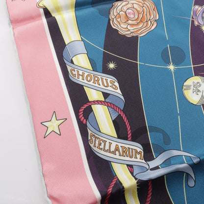 カレ70 CHORUS STELLARUM スカーフ シルク ブルー ピンク マルチカラー エルメス
