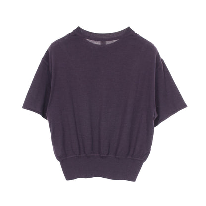 ツイルレーヌ En Desordre Finesse スカーフ切替 半袖 ニット シルク ウール ダークパープル エルメス