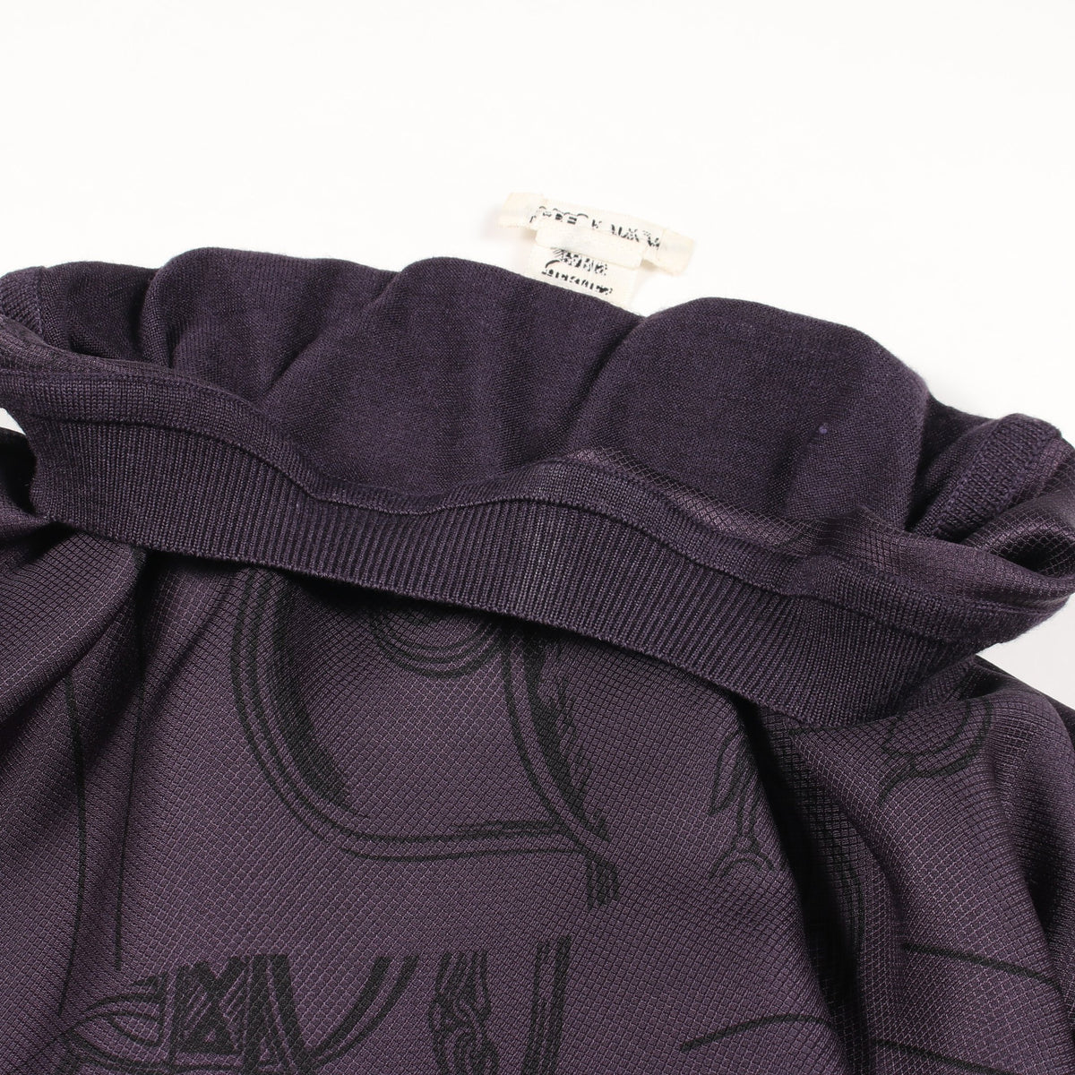 ツイルレーヌ En Desordre Finesse スカーフ切替 半袖 ニット シルク ウール ダークパープル エルメス