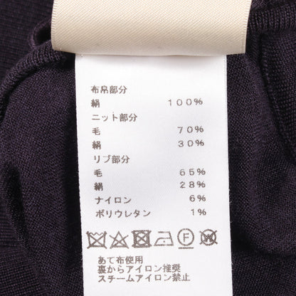 ツイルレーヌ En Desordre Finesse スカーフ切替 半袖 ニット シルク ウール ダークパープル エルメス