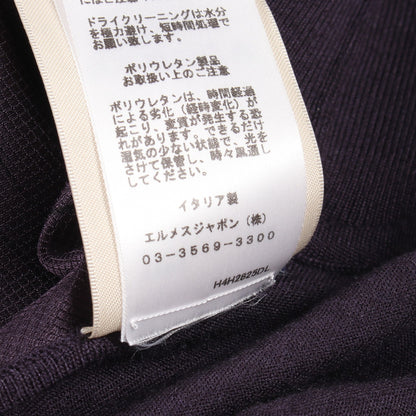 ツイルレーヌ En Desordre Finesse スカーフ切替 半袖 ニット シルク ウール ダークパープル エルメス