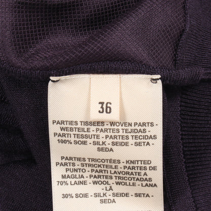 ツイルレーヌ En Desordre Finesse スカーフ切替 半袖 ニット シルク ウール ダークパープル エルメス