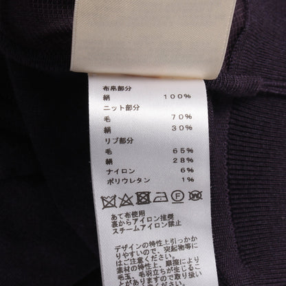 ツイルレーヌ En Desordre Finesse スカーフ切替 半袖 ニット シルク ウール ダークパープル エルメス