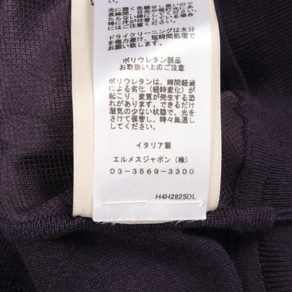 ツイルレーヌ En Desordre Finesse スカーフ切替 半袖 ニット シルク ウール ダークパープル エルメス