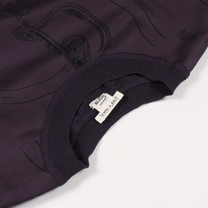 ツイルレーヌ En Desordre Finesse スカーフ切替 半袖 ニット シルク ウール ダークパープル エルメス