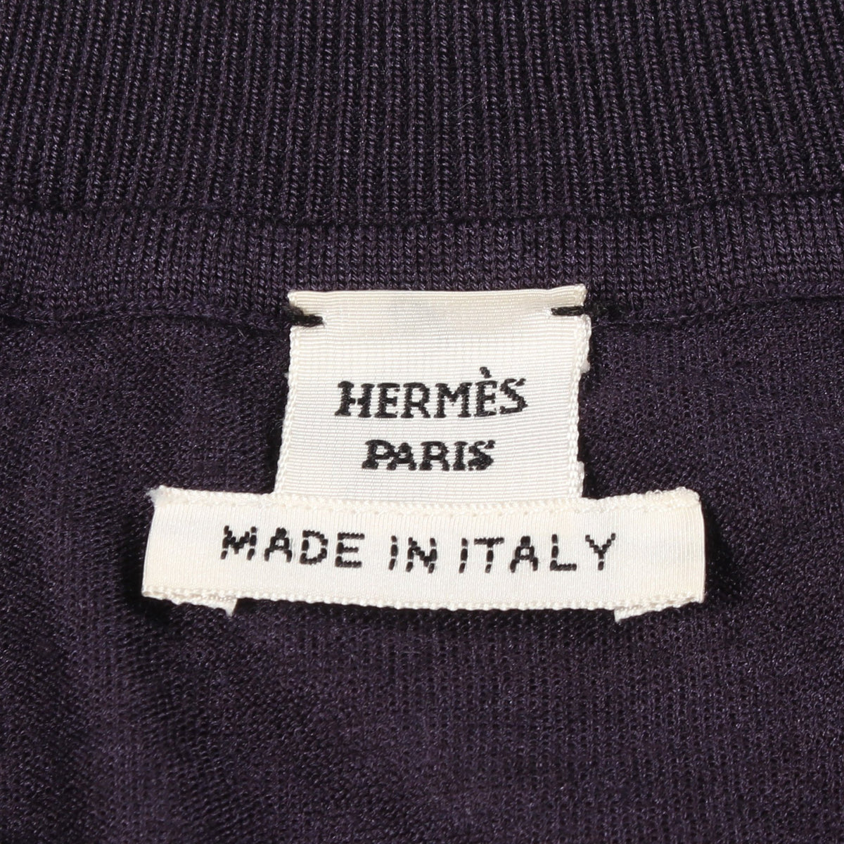 ツイルレーヌ En Desordre Finesse スカーフ切替 半袖 ニット シルク ウール ダークパープル エルメス