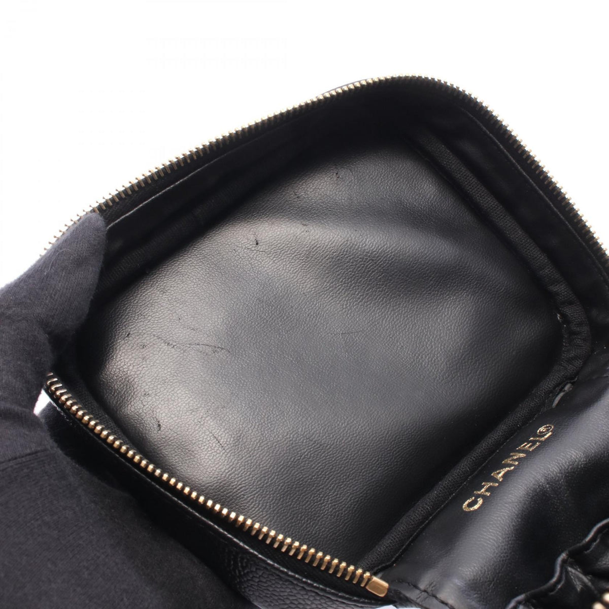 ココマーク ハンドバッグ バニティバッグ キャビアスキン ブラック ゴールド金具 シャネル
