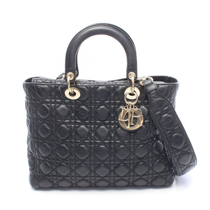 LADY DIOR レディディオール 2WAY ハンドバッグ レザー ブラック クリスチャンディオール