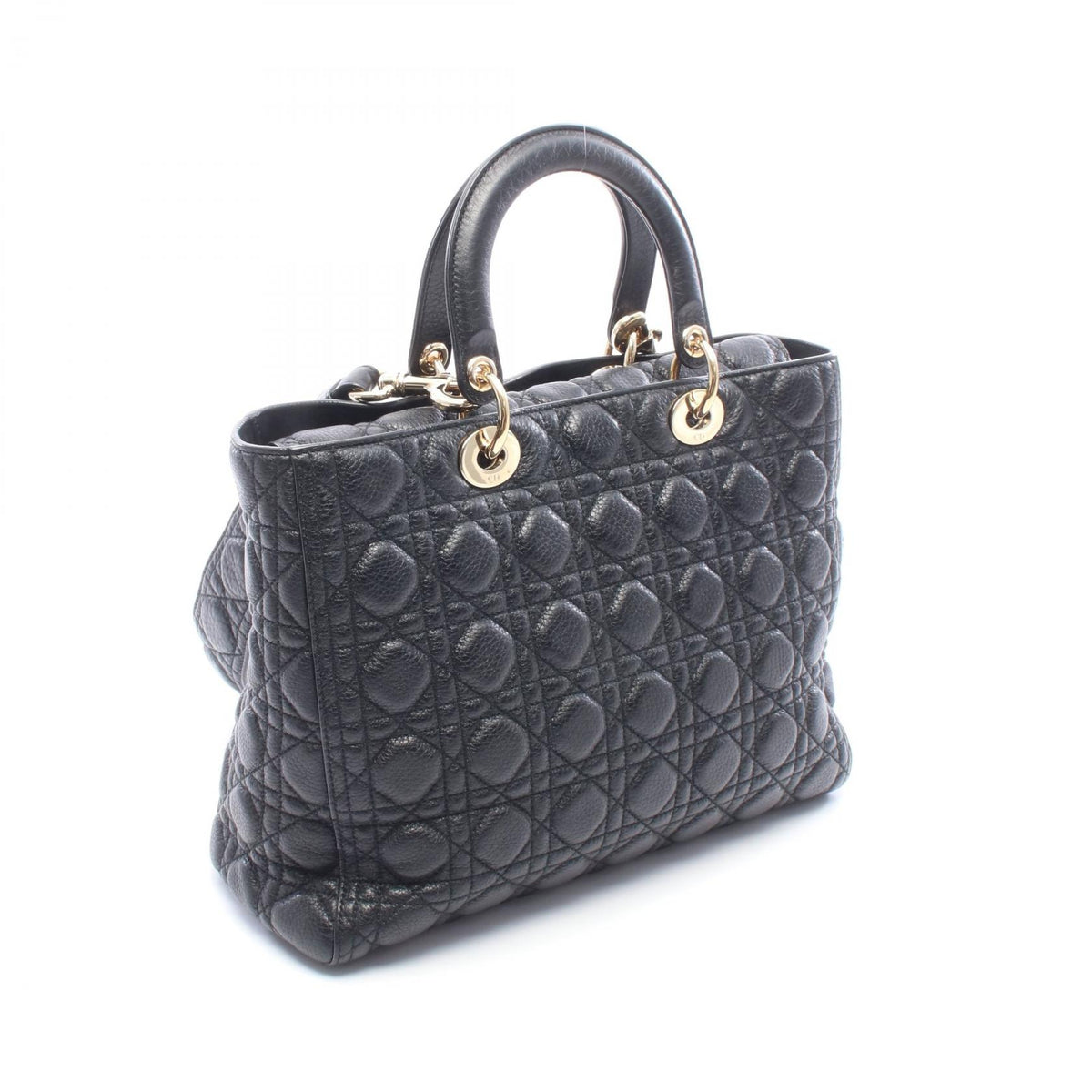 LADY DIOR レディディオール 2WAY ハンドバッグ レザー ブラック クリスチャンディオール