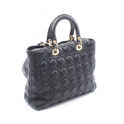 LADY DIOR レディディオール 2WAY ハンドバッグ レザー ブラック クリスチャンディオール