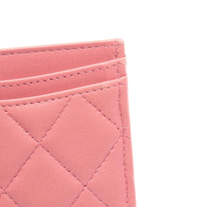 マトラッセ カードケース ラムスキン ピンク シルバー金具 シャネル
