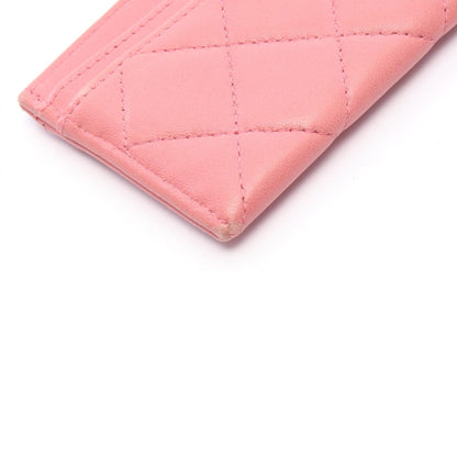 マトラッセ カードケース ラムスキン ピンク シルバー金具 シャネル