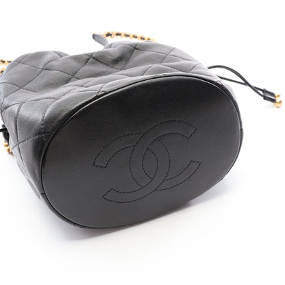 マトラッセ 2WAY チェーンショルダーバッグ レザー ブラック ゴールド金具 シャネル