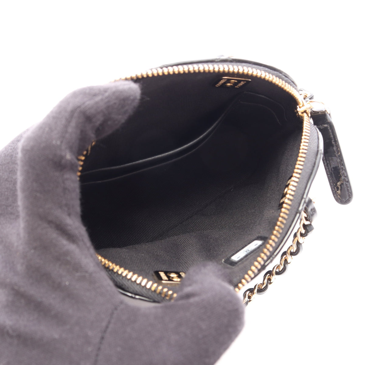 マトラッセ 2WAY チェーンショルダーバッグ エナメルレザー ブラック ゴールド金具 シャネル
