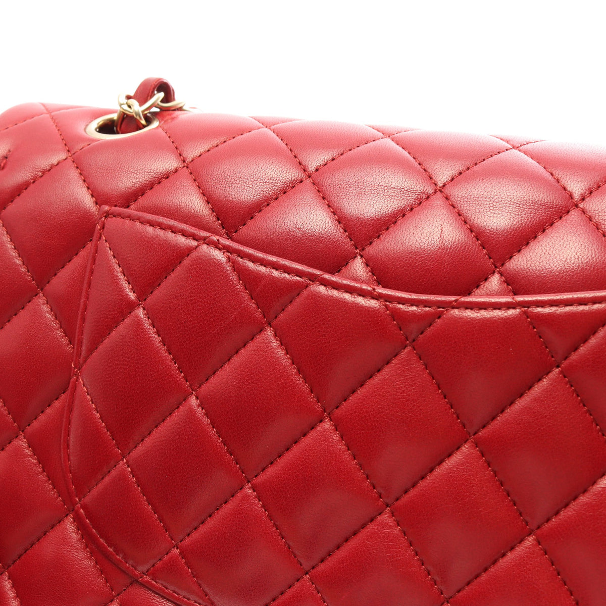 マトラッセ Wフラップ Wチェーンショルダーバッグ ラムスキン レッド ゴールド金具 シャネル
