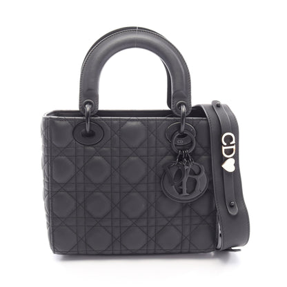 LADY DIOR MY ABCDIOR レディディオール スモール カナージュ 2WAY ハンドバッグ レザー ブラック クリスチャンディオール