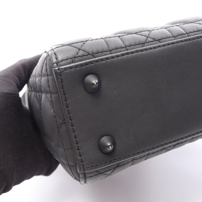 LADY DIOR MY ABCDIOR レディディオール スモール カナージュ 2WAY ハンドバッグ レザー ブラック クリスチャンディオール