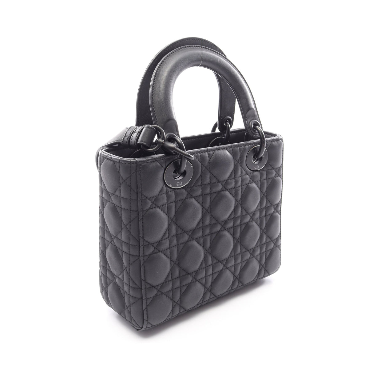 LADY DIOR MY ABCDIOR レディディオール スモール カナージュ 2WAY ハンドバッグ レザー ブラック クリスチャンディオール