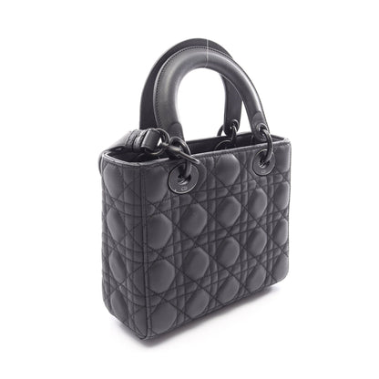 LADY DIOR MY ABCDIOR レディディオール スモール カナージュ 2WAY ハンドバッグ レザー ブラック クリスチャンディオール