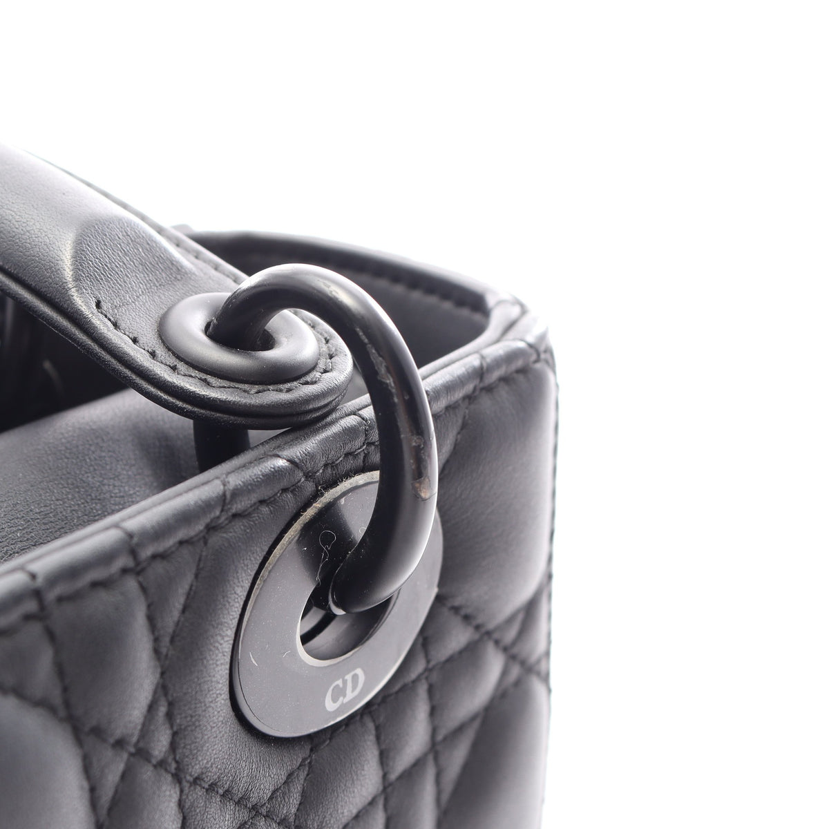LADY DIOR MY ABCDIOR レディディオール スモール カナージュ 2WAY ハンドバッグ レザー ブラック クリスチャンディオール