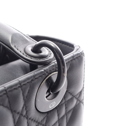 LADY DIOR MY ABCDIOR レディディオール スモール カナージュ 2WAY ハンドバッグ レザー ブラック クリスチャンディオール