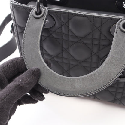 LADY DIOR MY ABCDIOR レディディオール スモール カナージュ 2WAY ハンドバッグ レザー ブラック クリスチャンディオール