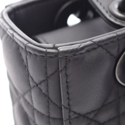 LADY DIOR MY ABCDIOR レディディオール スモール カナージュ 2WAY ハンドバッグ レザー ブラック クリスチャンディオール