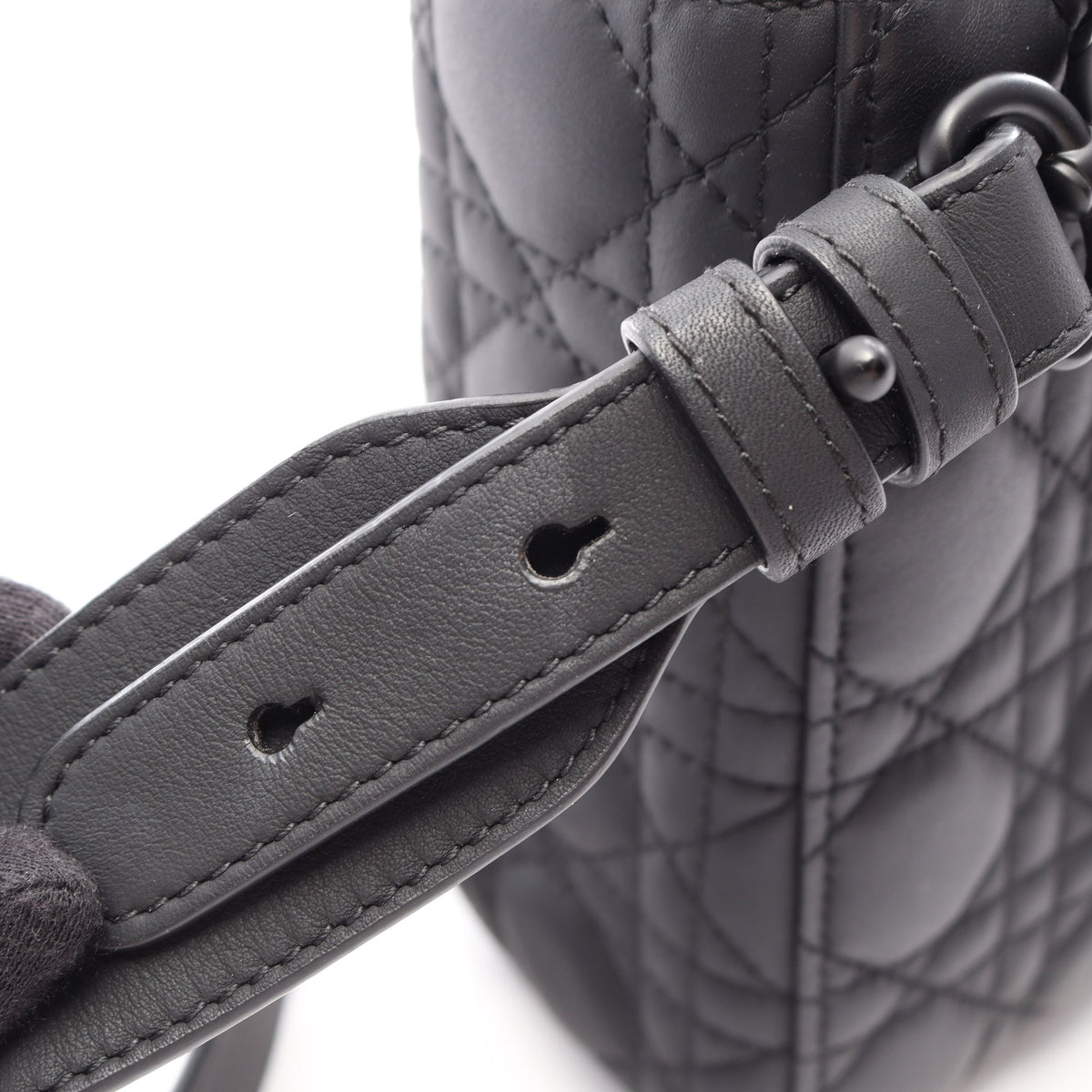 LADY DIOR MY ABCDIOR レディディオール スモール カナージュ 2WAY ハンドバッグ レザー ブラック クリスチャンディオール