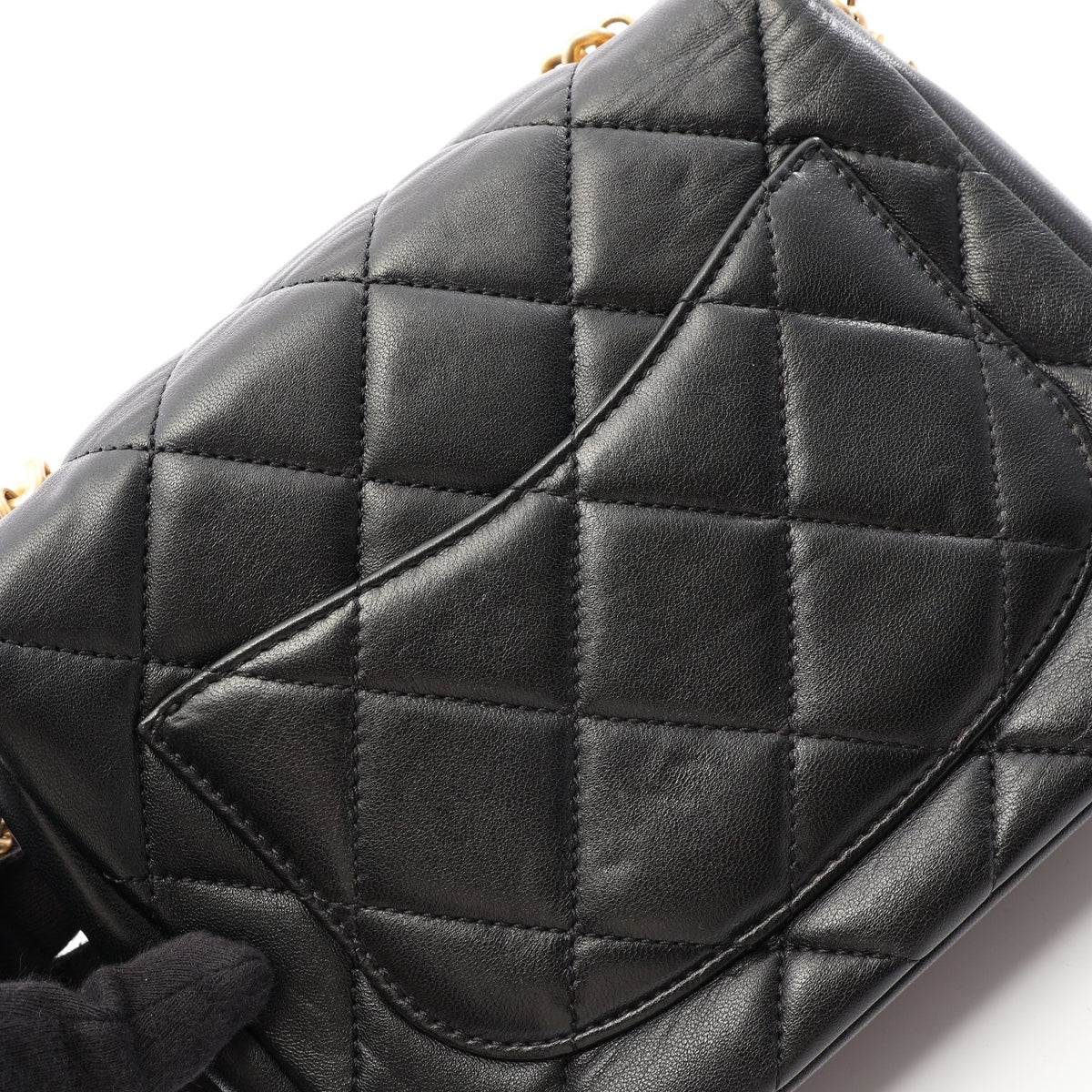 マトラッセ 2WAY チェーンショルダーバッグ ラムスキン ブラック ゴールド金具 シャネル