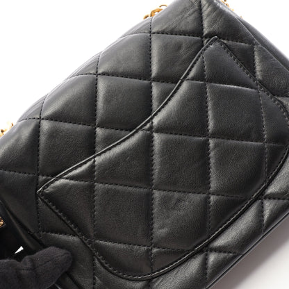 マトラッセ 2WAY チェーンショルダーバッグ ラムスキン ブラック ゴールド金具 シャネル