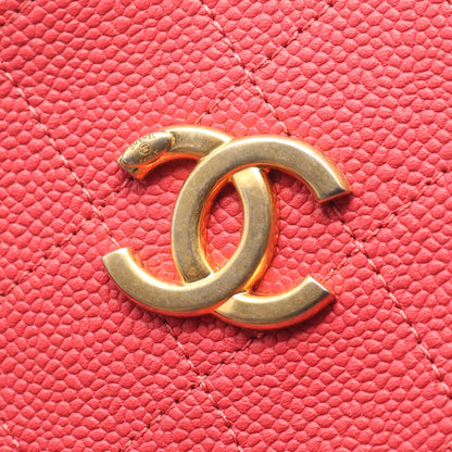 マトラッセ バケット 2WAY チェーンショルダーバッグ キャビアスキン ピンク ゴールド金具 シャネル