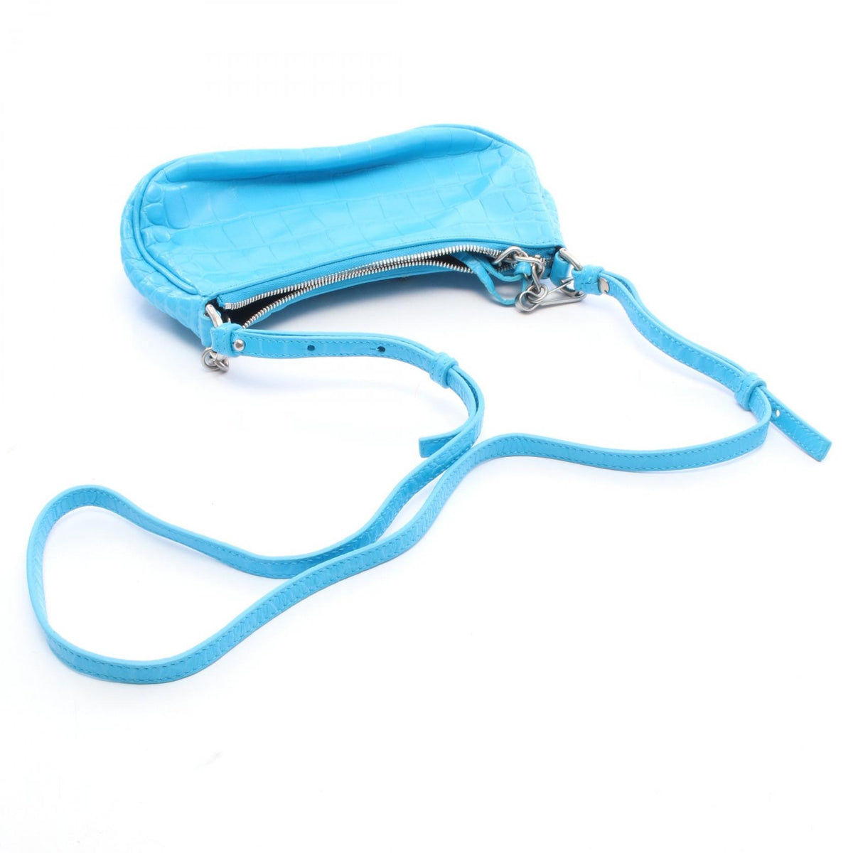 LE CAGOLE MINI BB ル カゴール ミニ クロコ型押し 2WAY チェーンハンドバッグ レザー ブルー バレンシアガ