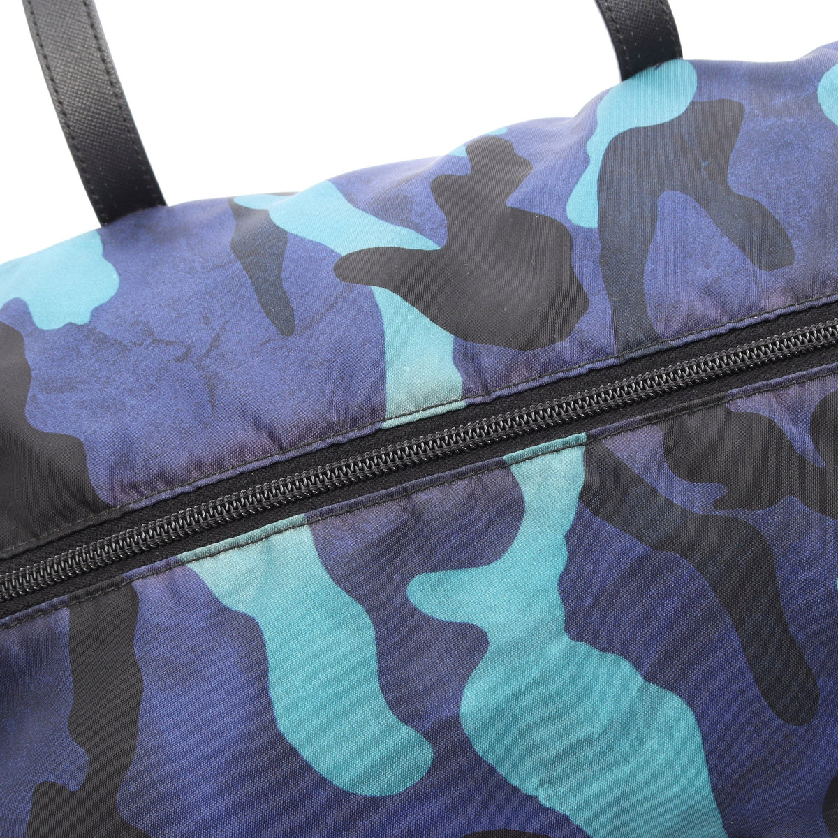 TESSUTO CAMOUFL カモフラージュ ミニボストンバッグ ナイロン サフィアーノレザー ブルー ブラック プラダ バッグ PRADA
