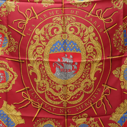 カレ90 Les Armes de Paris スカーフ シルク レッド ダークグリーン マルチカラー エルメス 財布・小物 HERMES