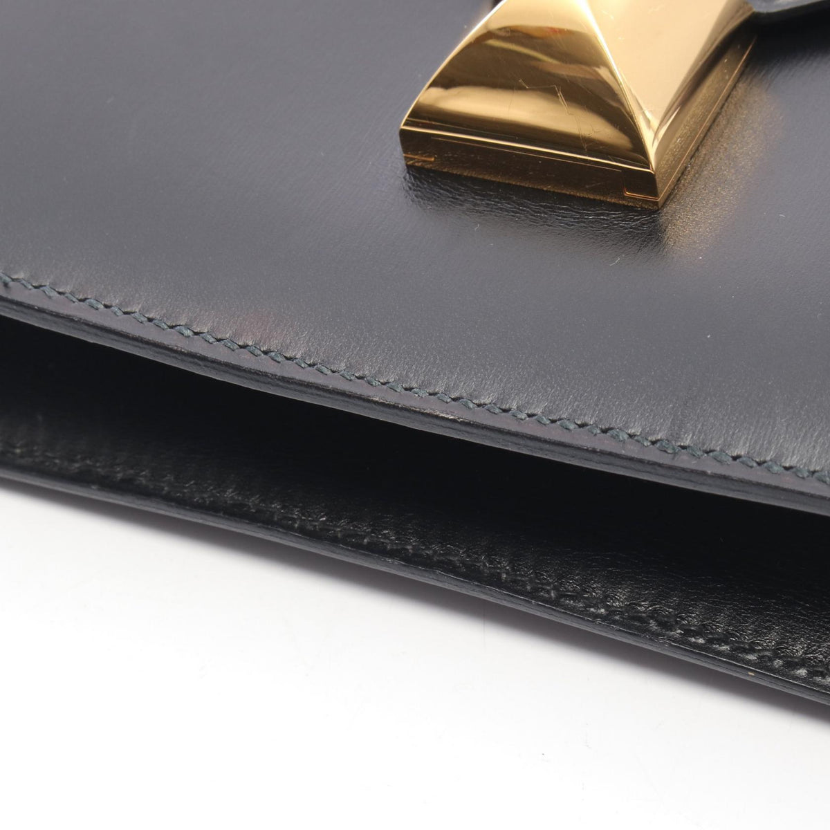 ヴィンテージ メドール クラッチバッグ ボックスカーフ ブラック ゴールド金具 ○X刻印 エルメス